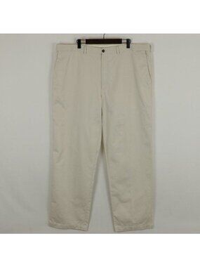Haggar Men's Size 42x32 Cream Comfort Waist Flat Front Khaki Pants